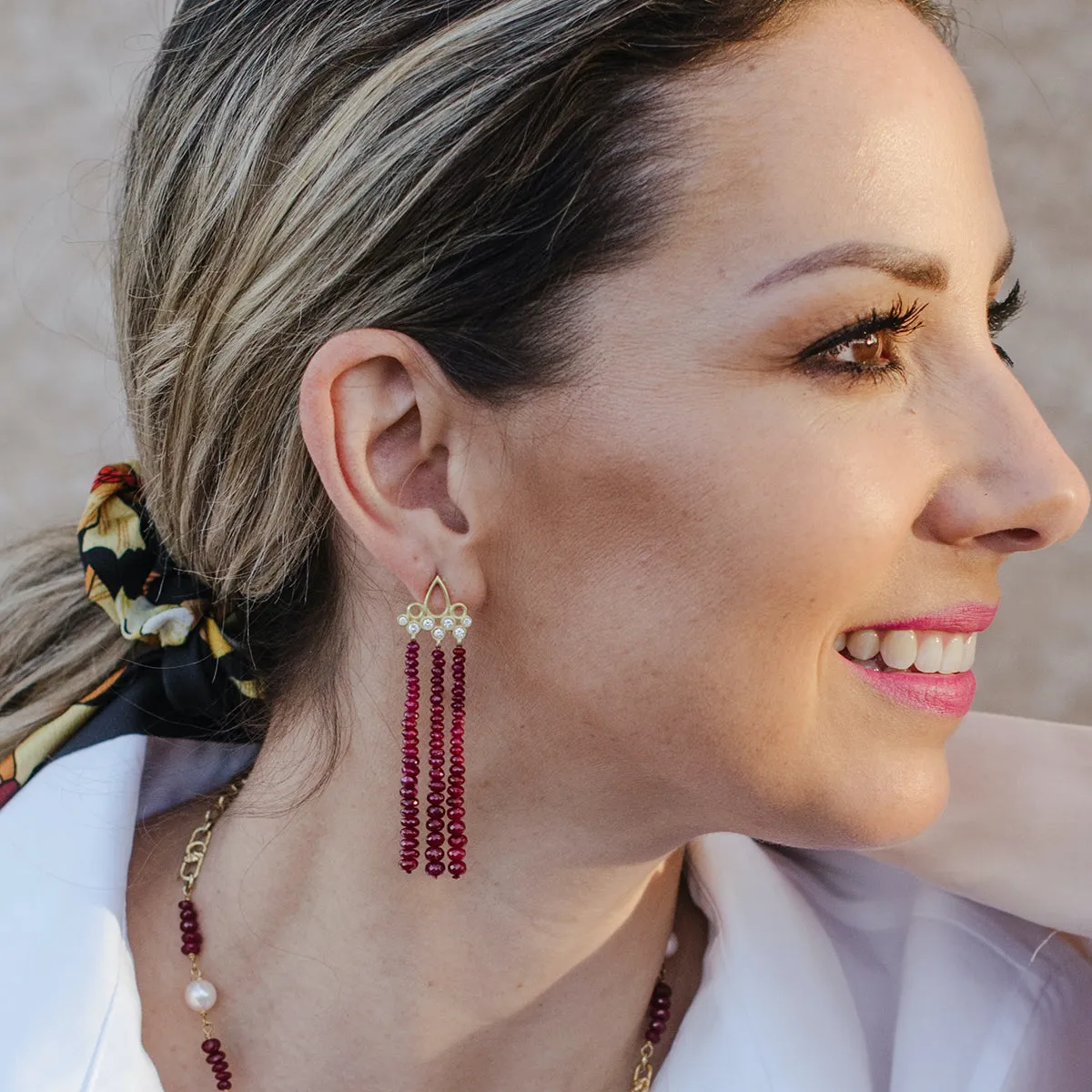 Ruby Tassel Earrings