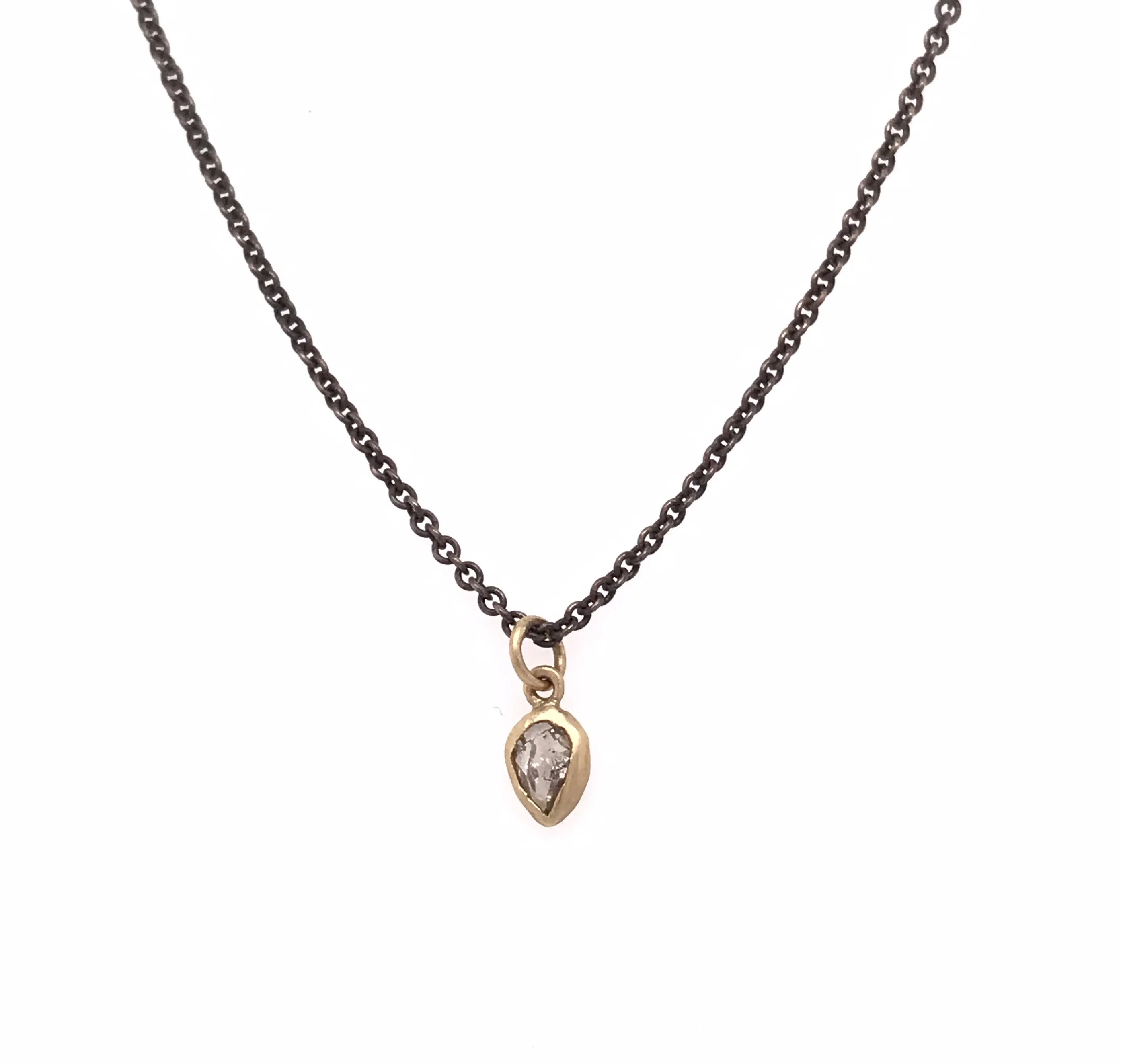 Salt and Pepper Pear Diamond Necklace