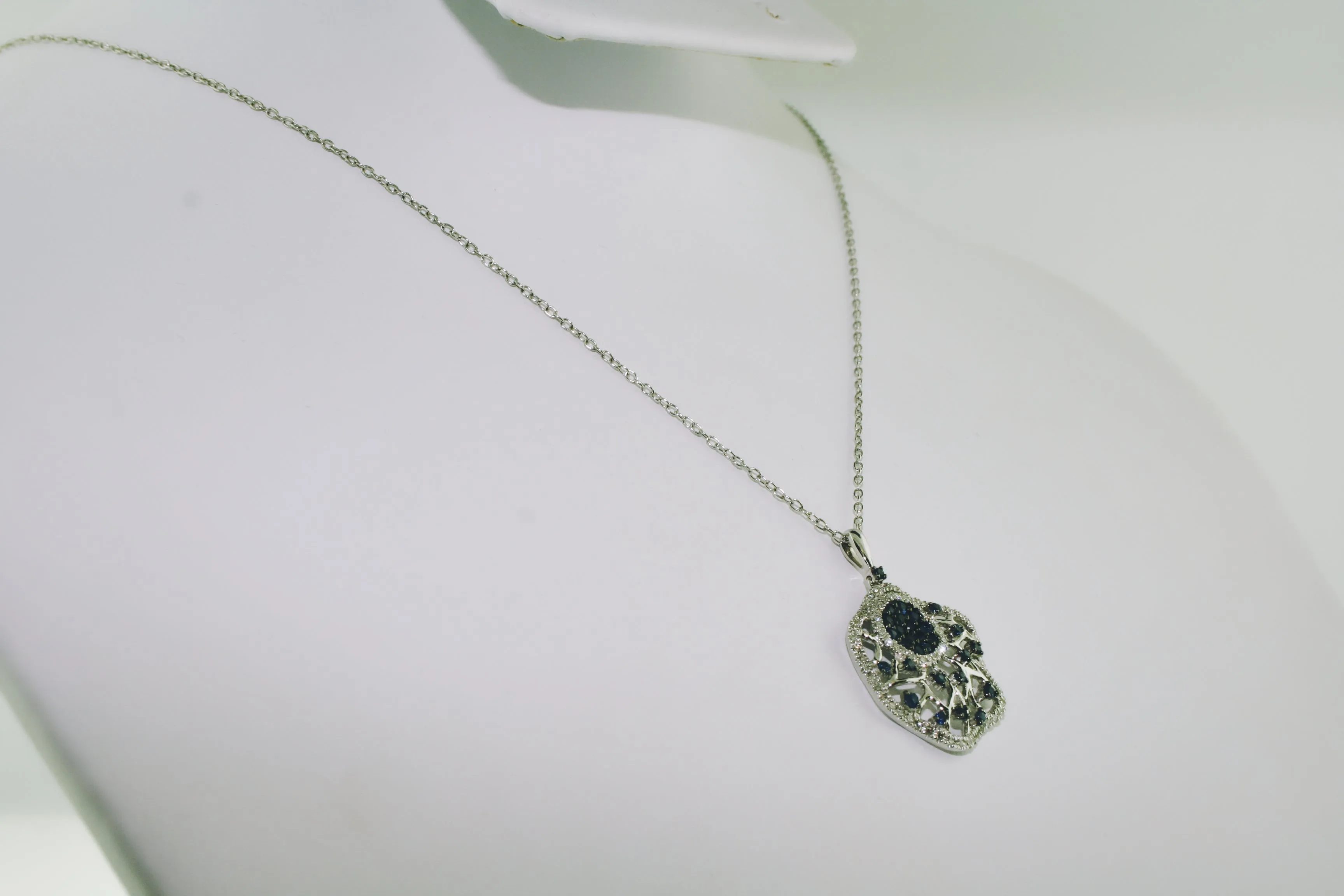 Sapphire and Diamond Necklace Set in 14K White Gold