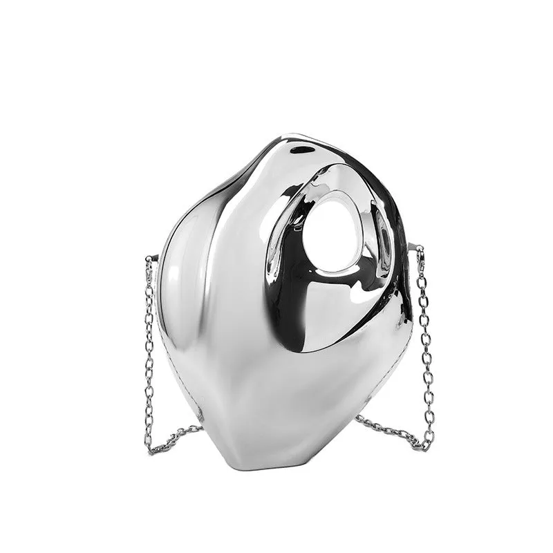 Sculptural Metallic Handbag with Abstract Modern Design for High-Fashion Elegance