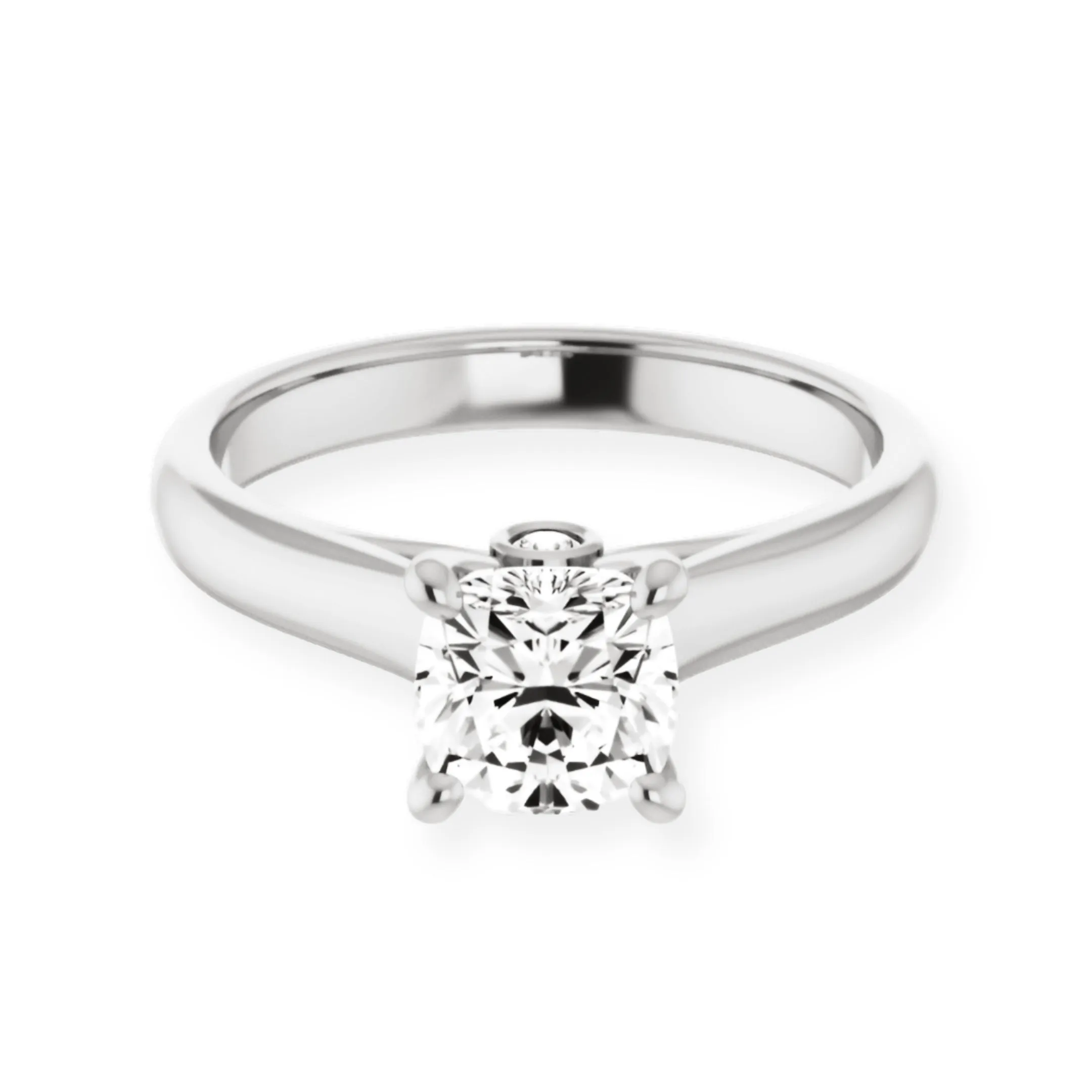 Secret Cushion Cut Solitaire Engagement Ring