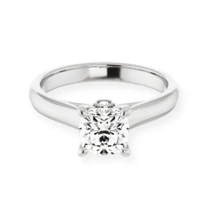 Secret Cushion Cut Solitaire Engagement Ring