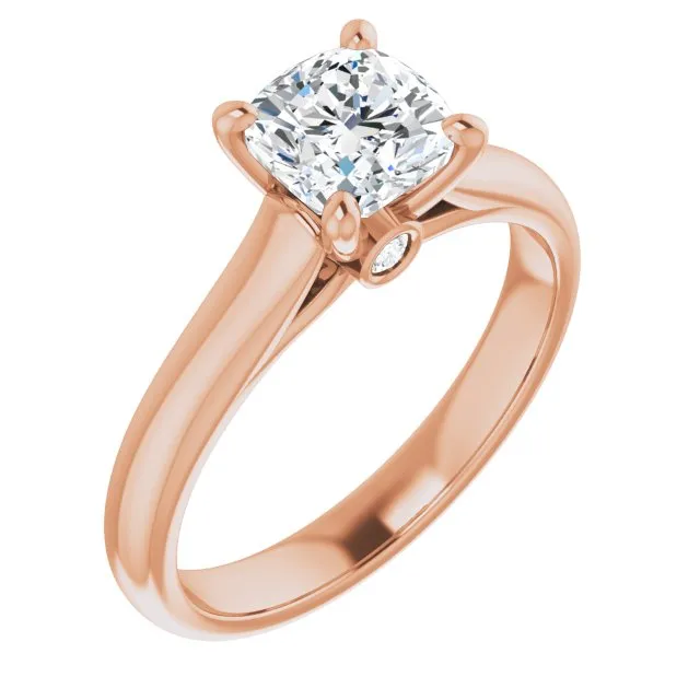 Secret Cushion Cut Solitaire Engagement Ring