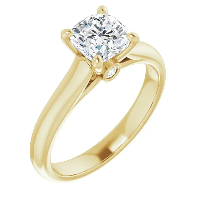Secret Cushion Cut Solitaire Engagement Ring