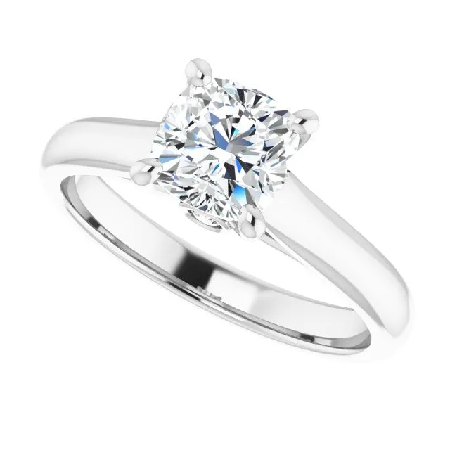 Secret Cushion Cut Solitaire Engagement Ring
