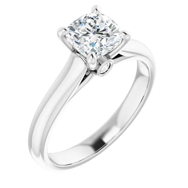 Secret Cushion Cut Solitaire Engagement Ring