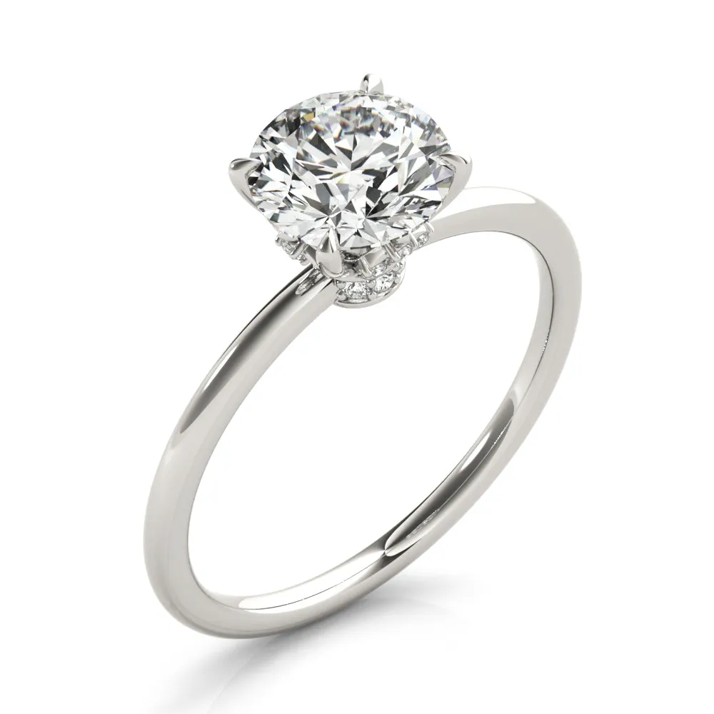 Secret Halo Round Lab Grown Diamond Solitaire Engagement Ring IGI Certified
