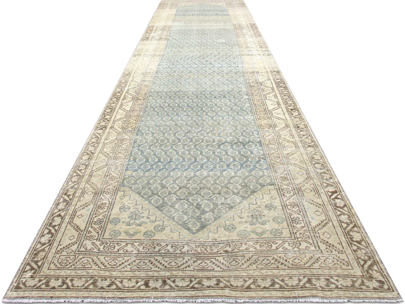 Semi Antique Persian Melayer Runner - 3'5" x 15'1"