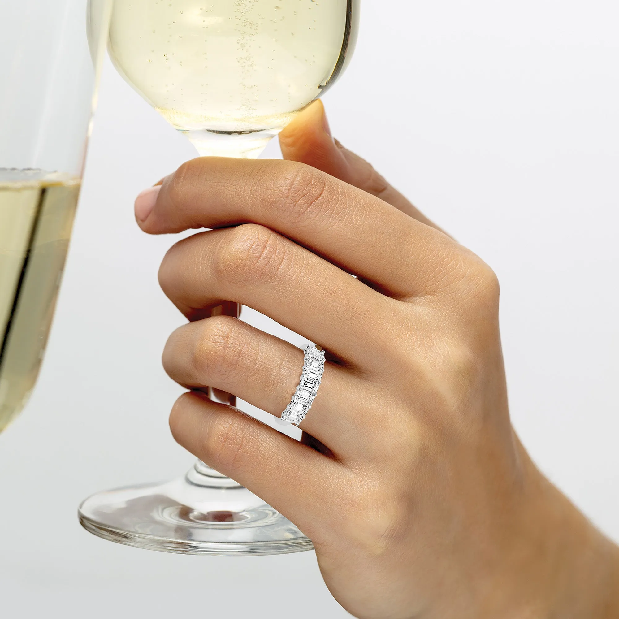 Seven Stone 2.0 ct. Emerald Cut Diamond Wedding Ring