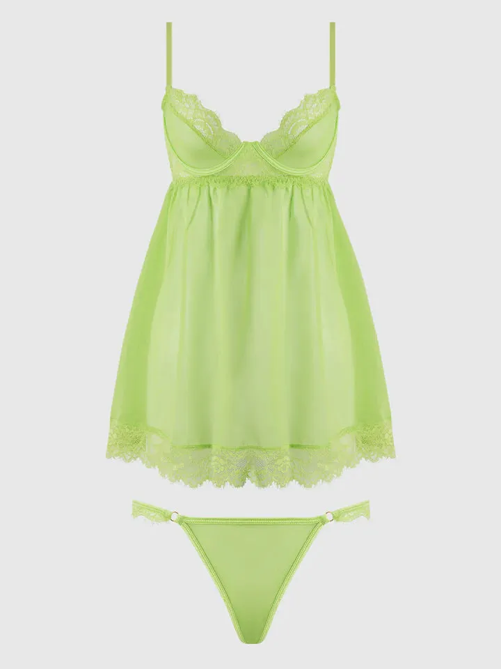 Shavon Babydoll In Lime Green - House of Desire