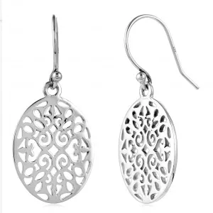 Southern Gates Sterling Silver Small Oval Scroll Earrings (83445)