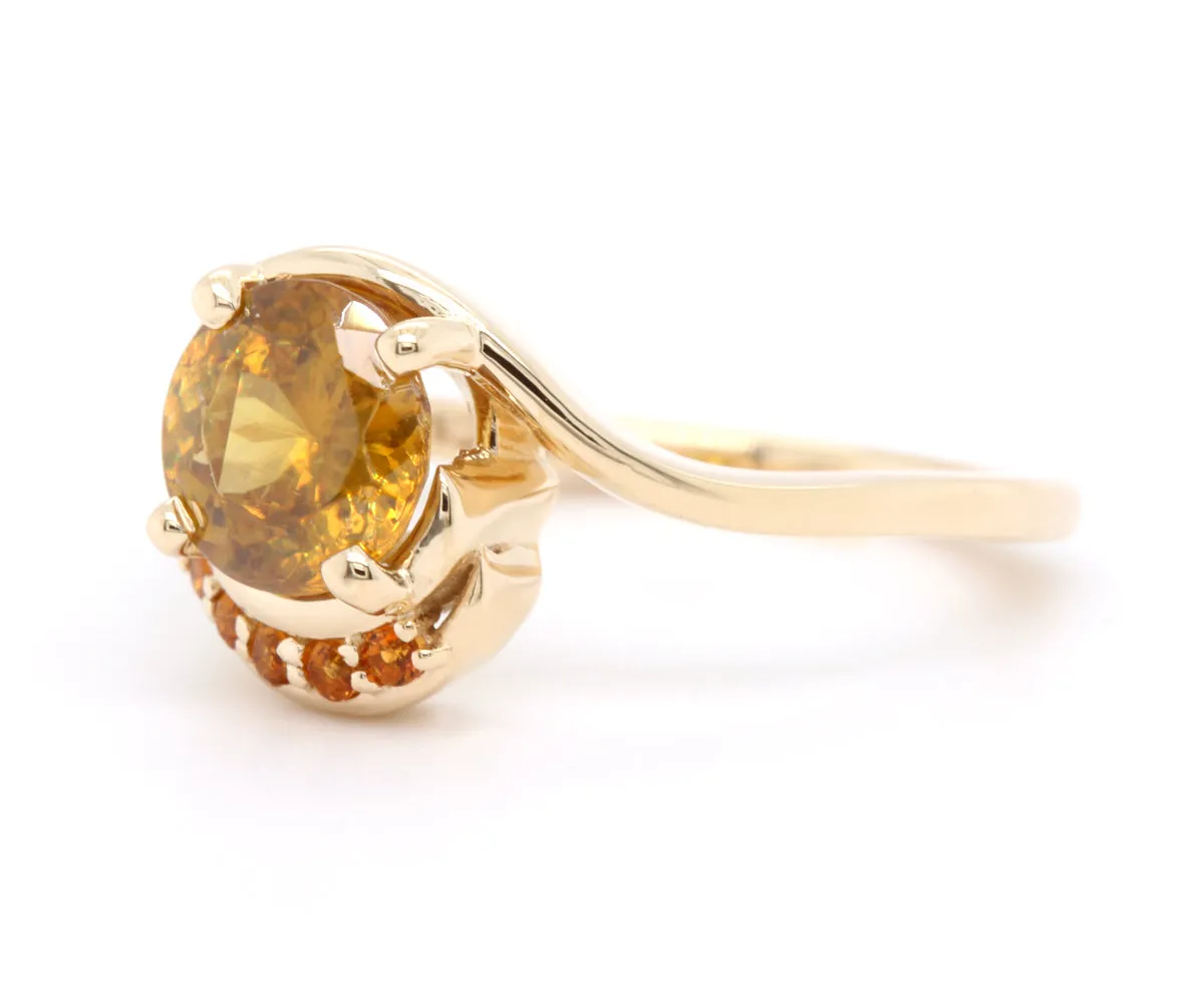 Sphene and Citrine Swirl Gold Ring