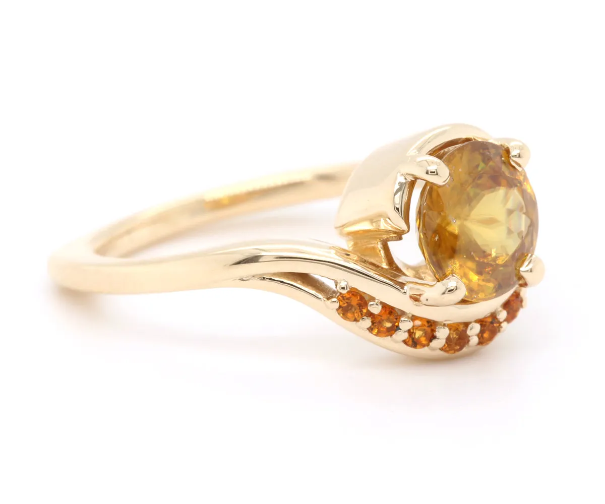 Sphene and Citrine Swirl Gold Ring