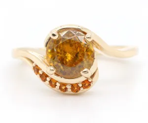 Sphene and Citrine Swirl Gold Ring