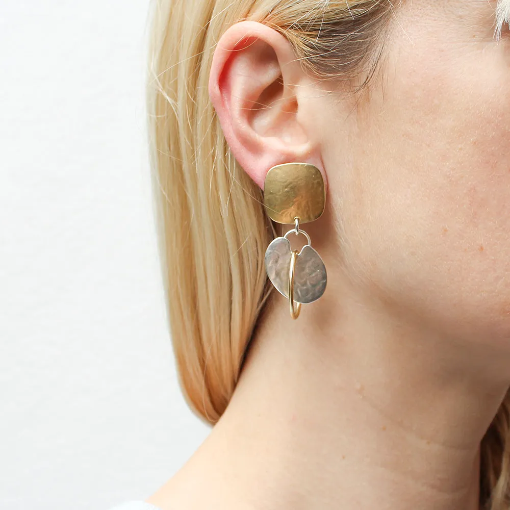 Square with Painter's Palette with Ring Clip or Post Earring