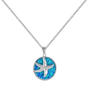 Sterling Silver Mosaic Opal Starfish Pendant