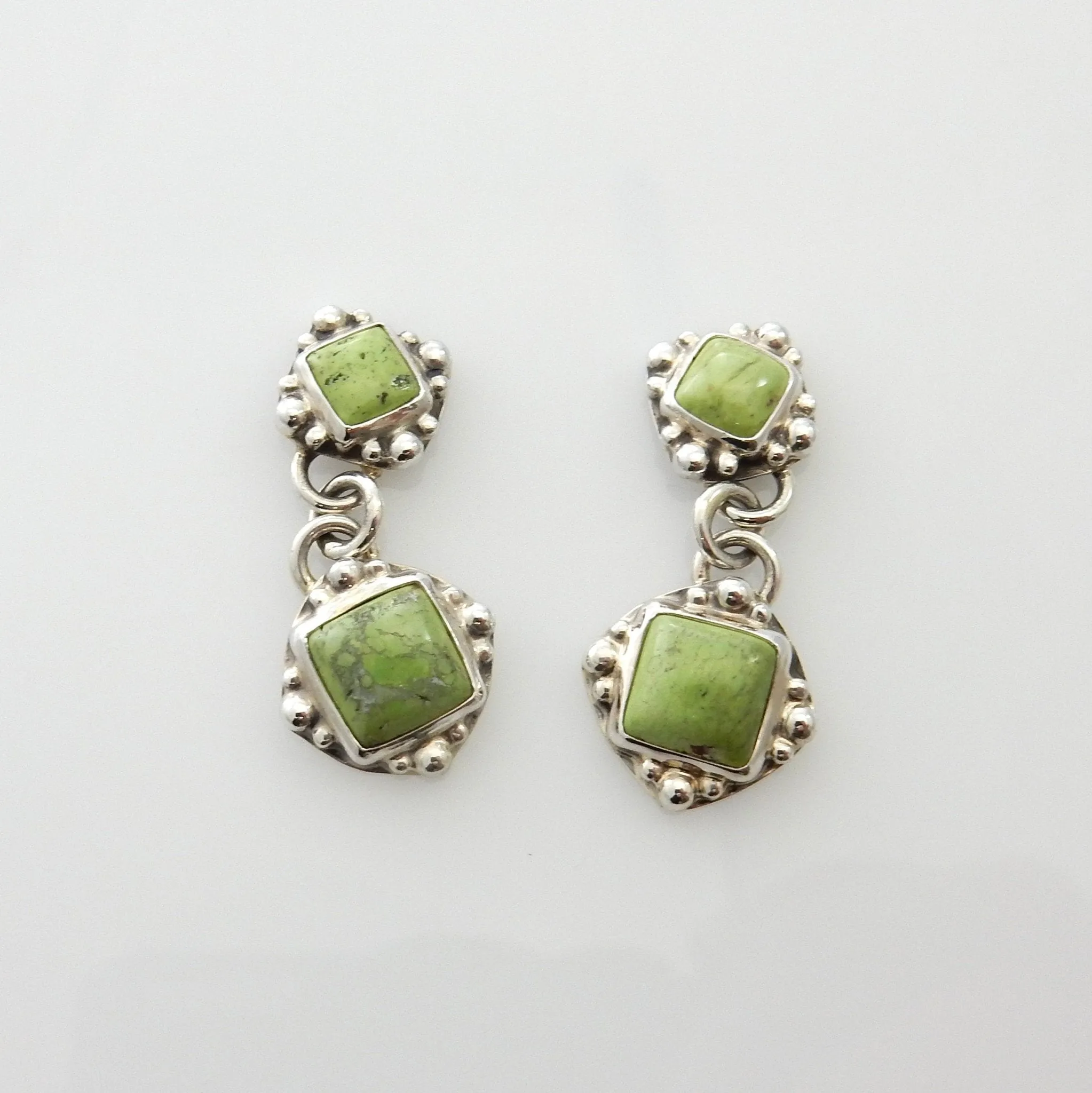 Sterling Silver Southwestern Gaspeite Dangle Post Earrings