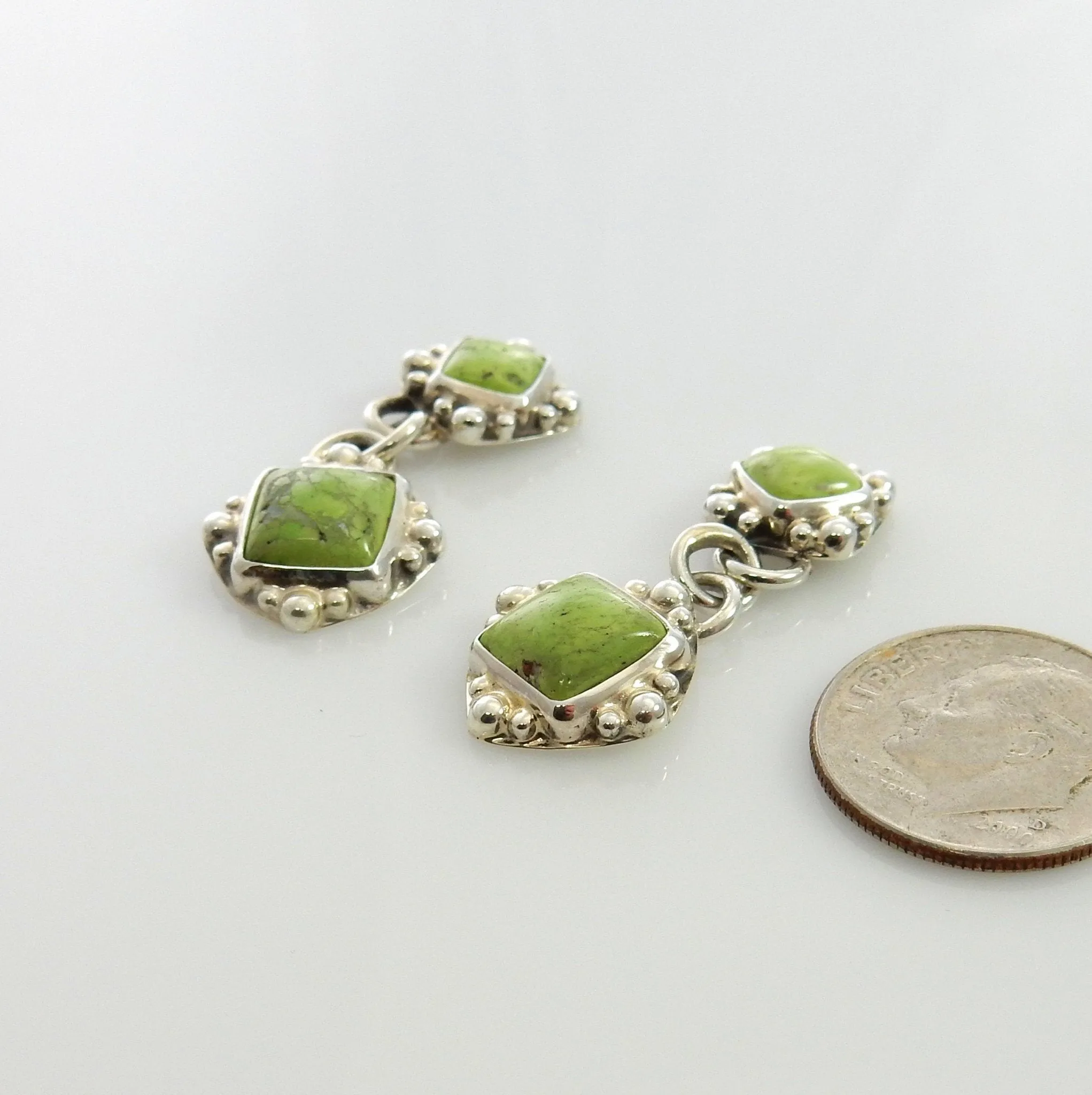 Sterling Silver Southwestern Gaspeite Dangle Post Earrings