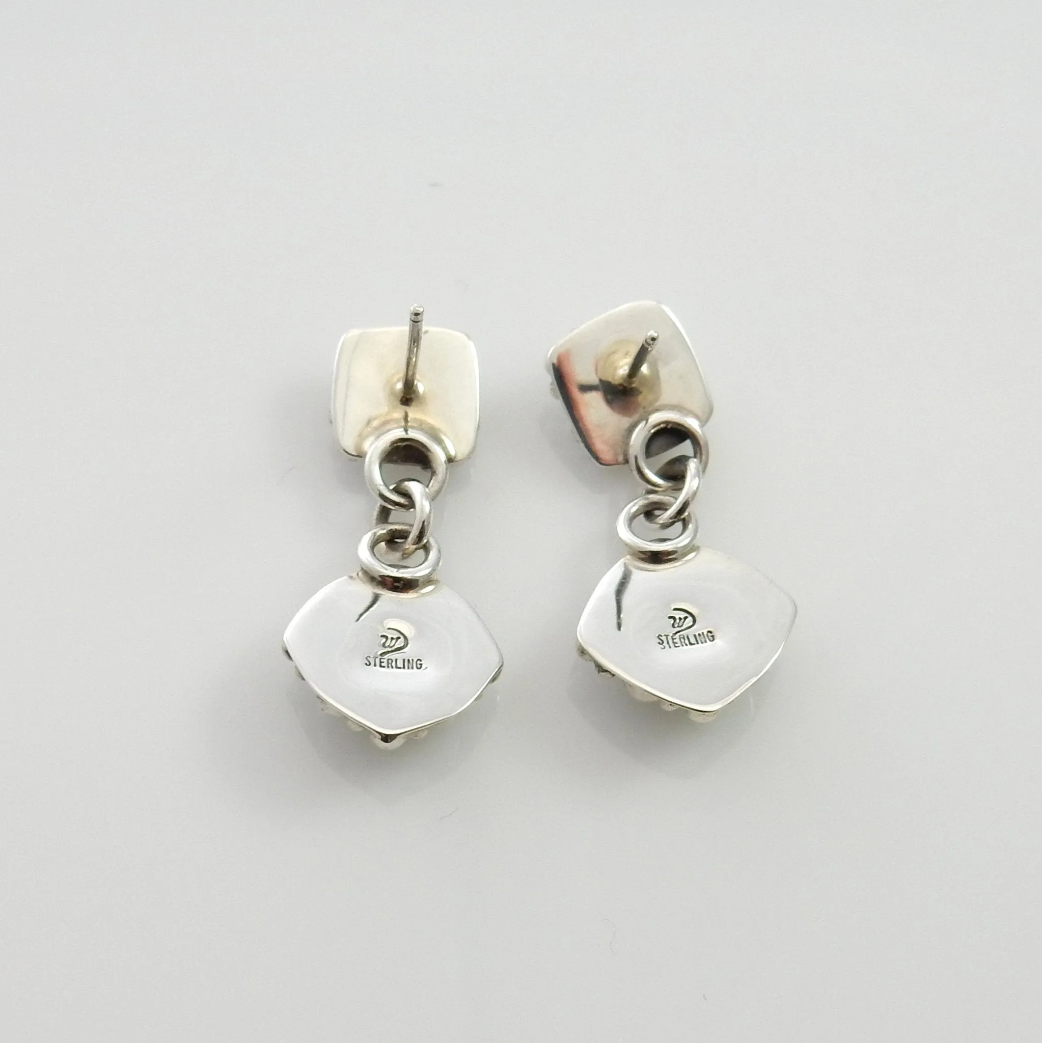 Sterling Silver Southwestern Gaspeite Dangle Post Earrings