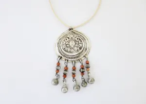 Stunning, coral-fringed, tribal pendant from Uzbekistan