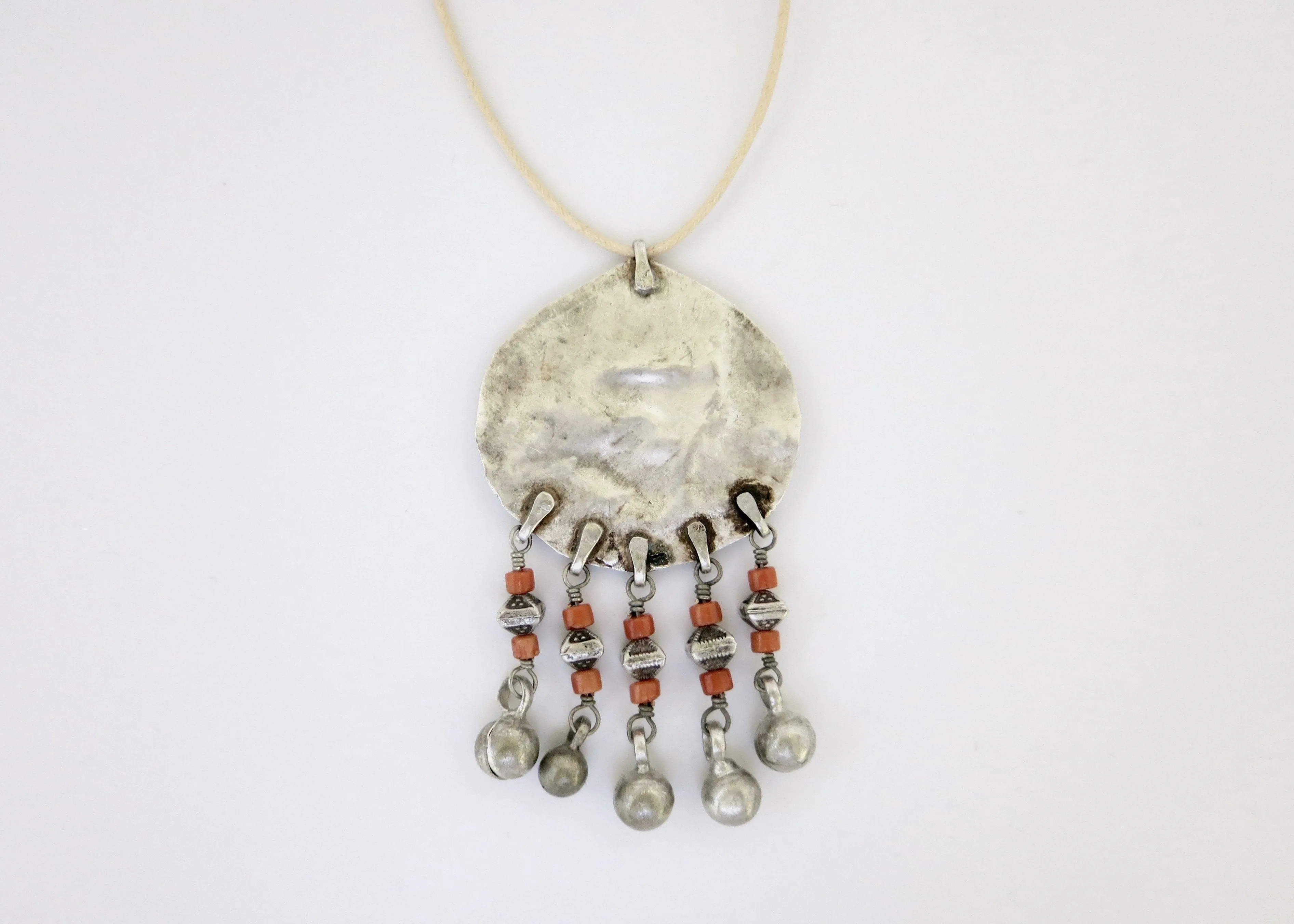 Stunning, coral-fringed, tribal pendant from Uzbekistan