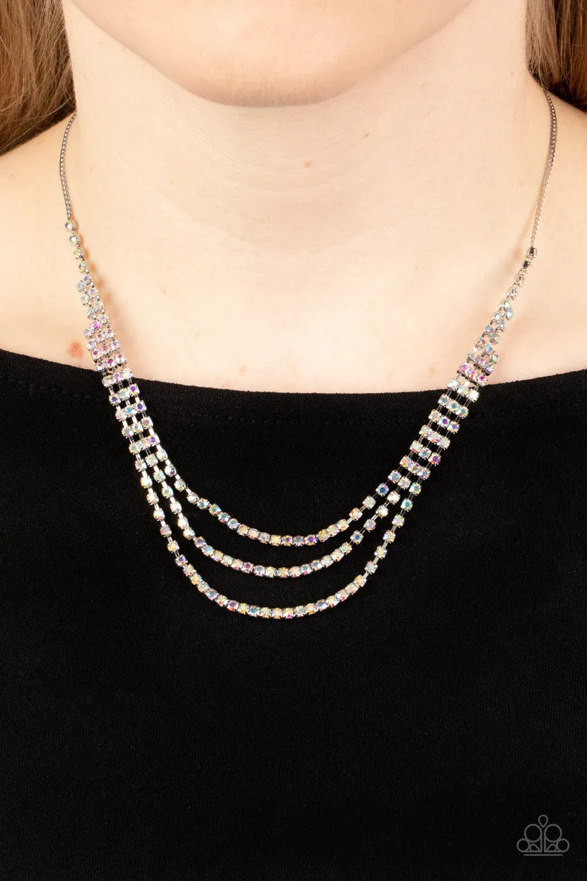 Surreal Sparkle - Multi - Iridescent Rhinestone Paparazzi Short Necklace