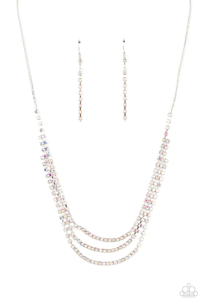 Surreal Sparkle - Multi - Iridescent Rhinestone Paparazzi Short Necklace