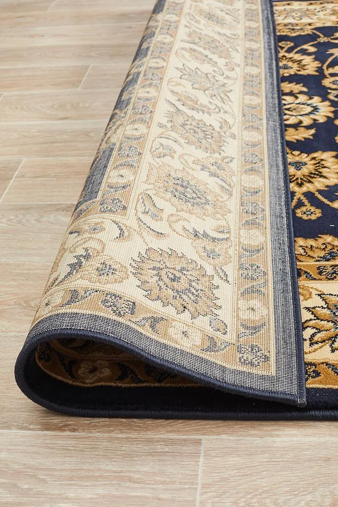 Sydney Collection Classic Rug Blue with Ivory Border