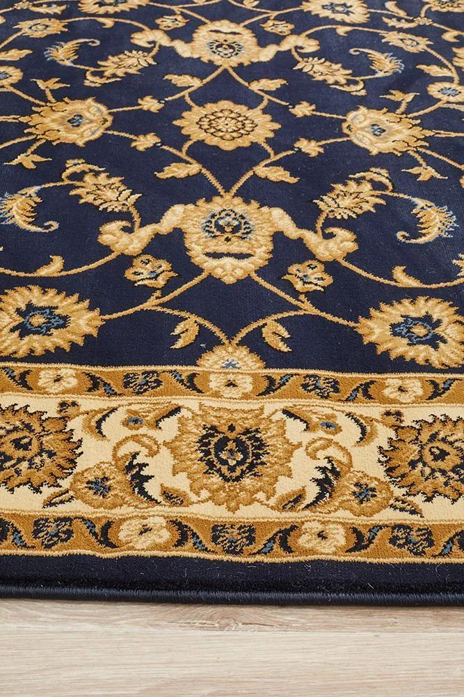 Sydney Collection Classic Rug Blue with Ivory Border
