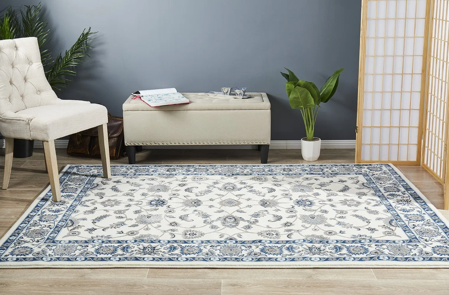 Sydney Collection Classic Rug White with White Border