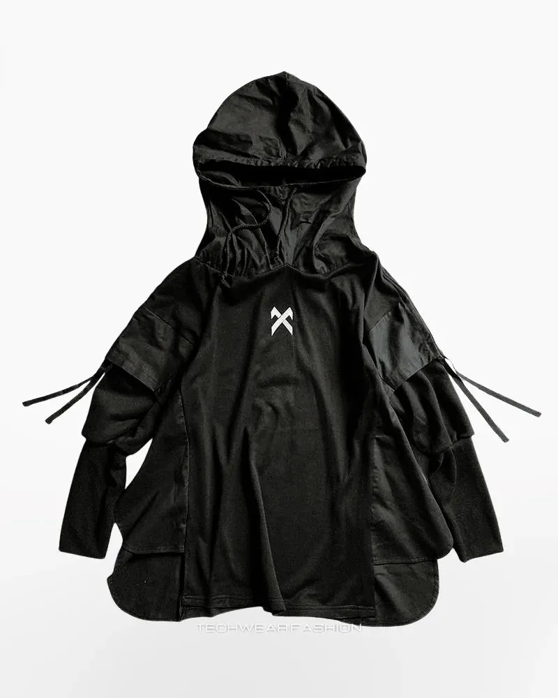 Techwear Black hoodie streetwear