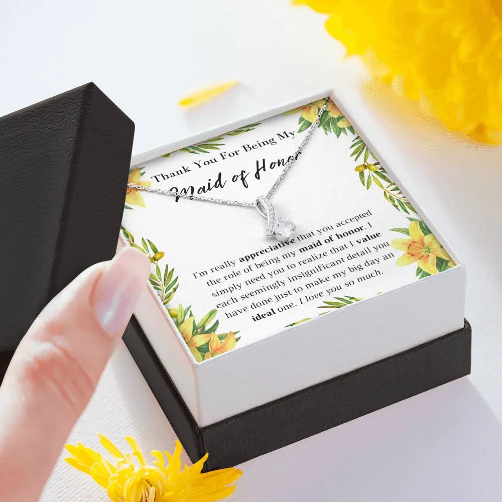Thank You Maid of Honor Necklace