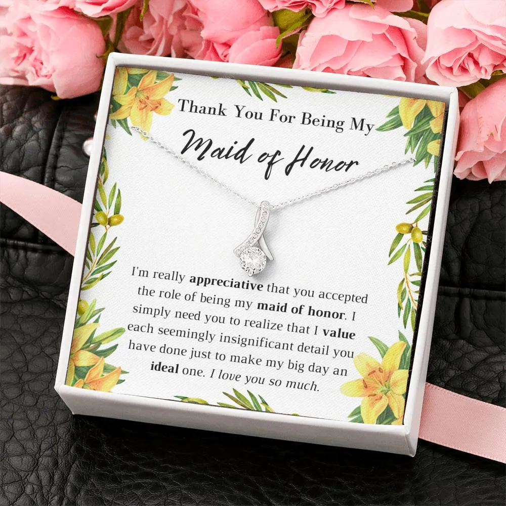 Thank You Maid of Honor Necklace