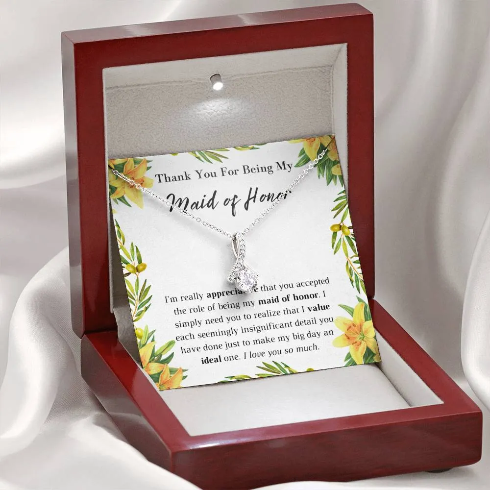 Thank You Maid of Honor Necklace
