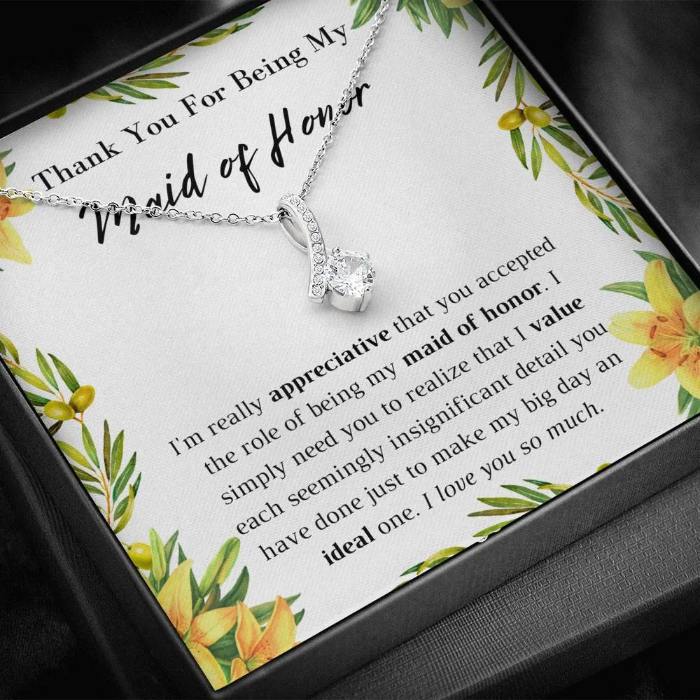 Thank You Maid of Honor Necklace