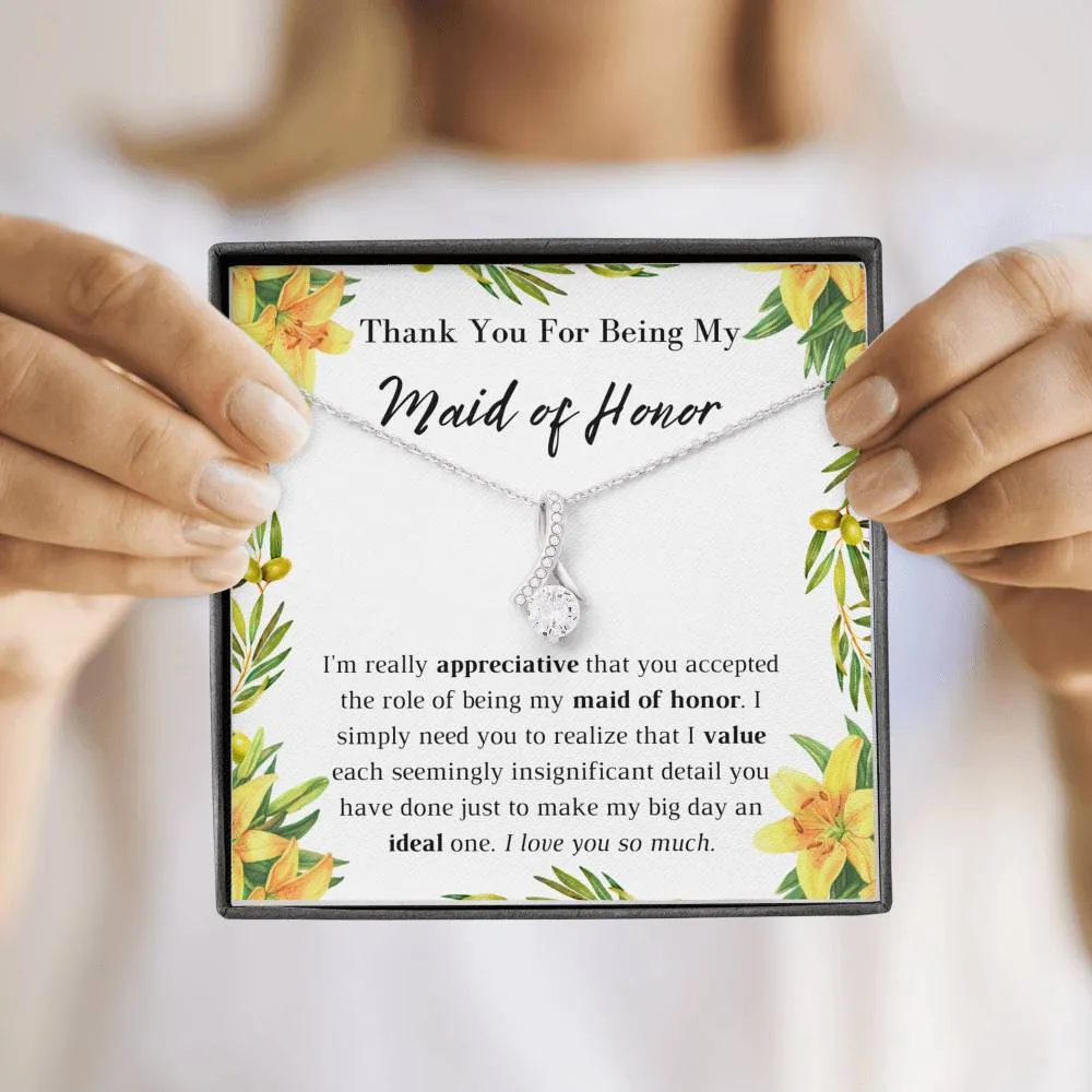 Thank You Maid of Honor Necklace