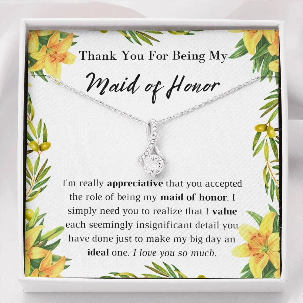 Thank You Maid of Honor Necklace