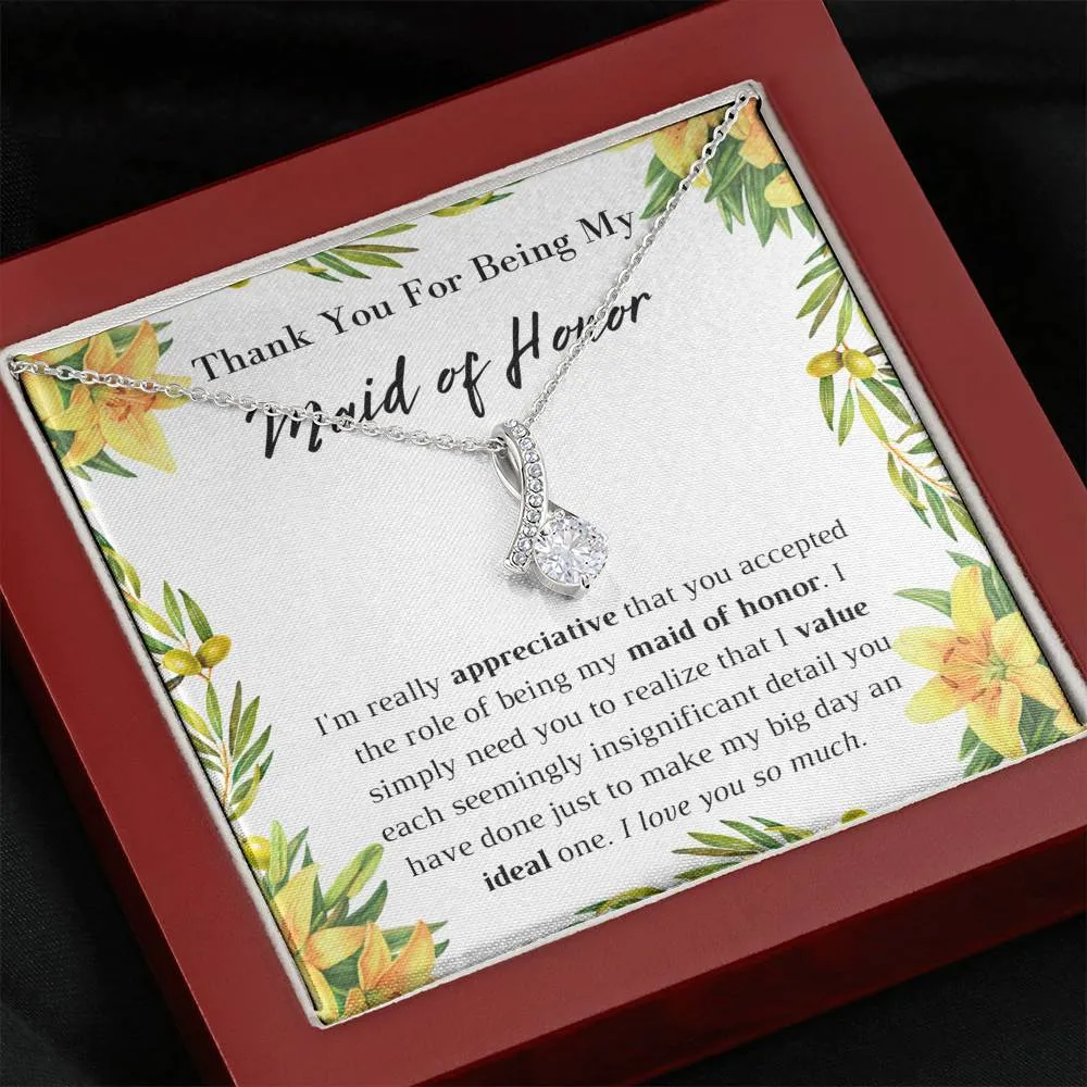 Thank You Maid of Honor Necklace