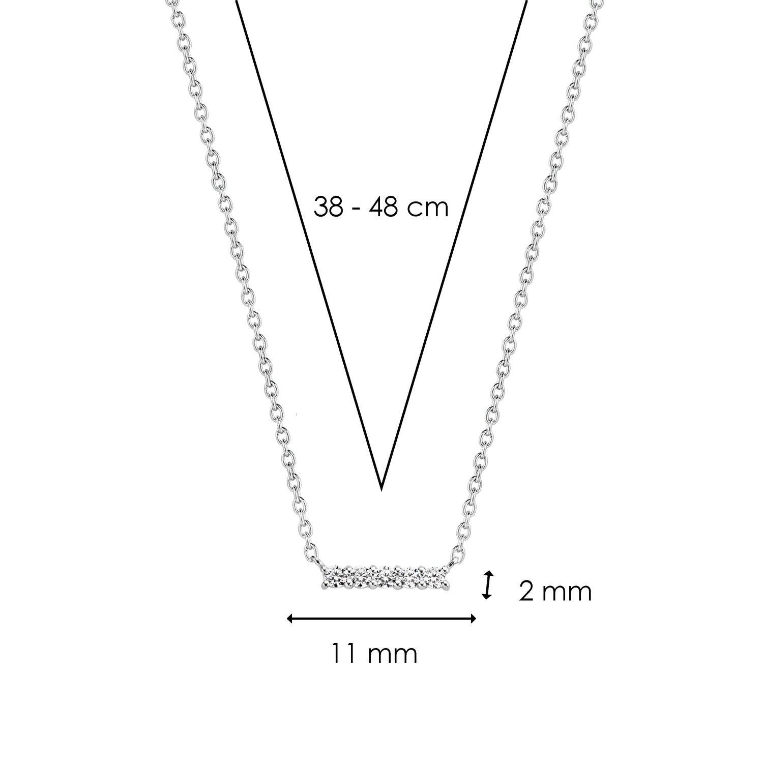 Ti Sento Milano Silver Zirconia Bar Necklace
