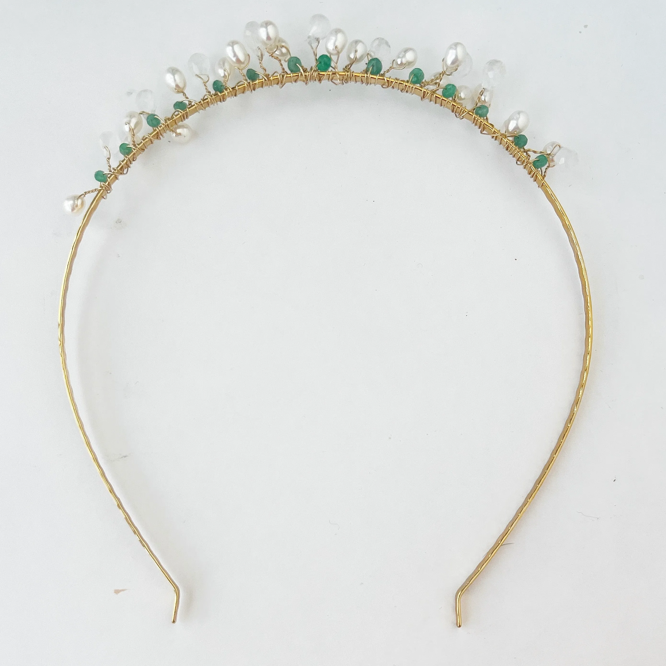 Tiara of Pearls and Emeralds and Moonstones