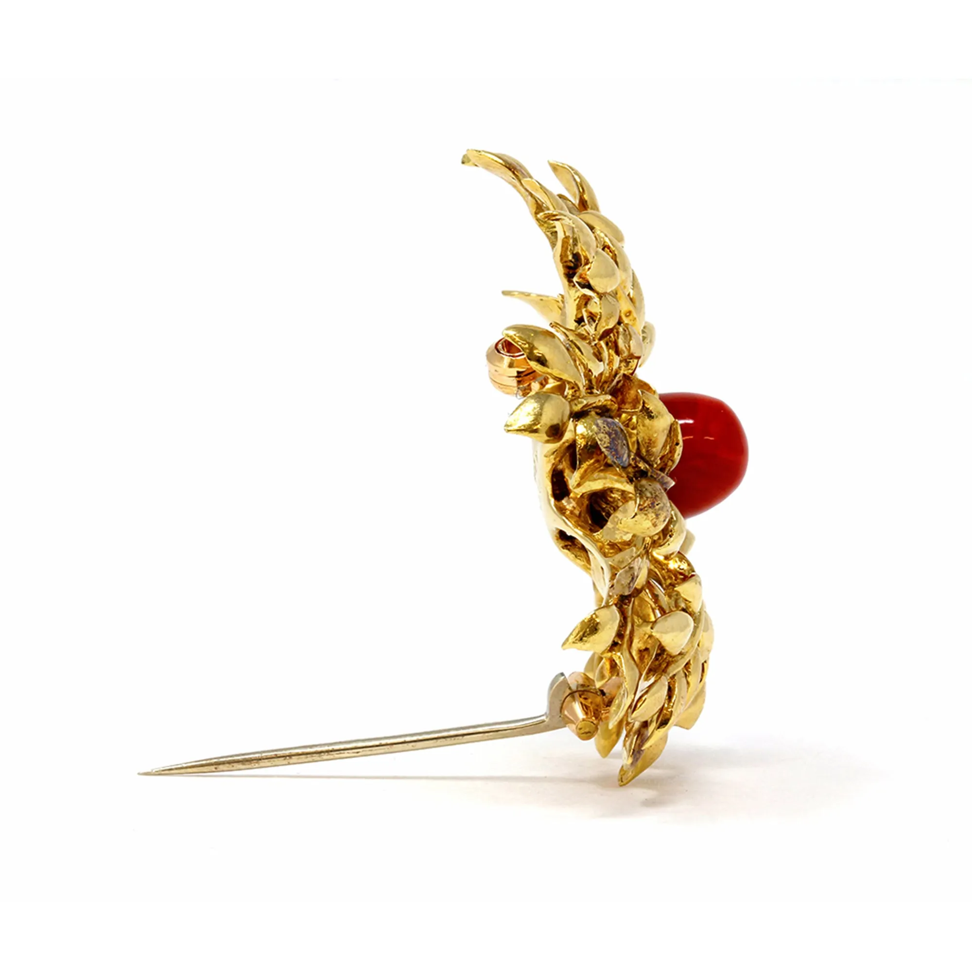 Tiffany & Co. 18 Karat Red Coral and Yellow Gold Brooch