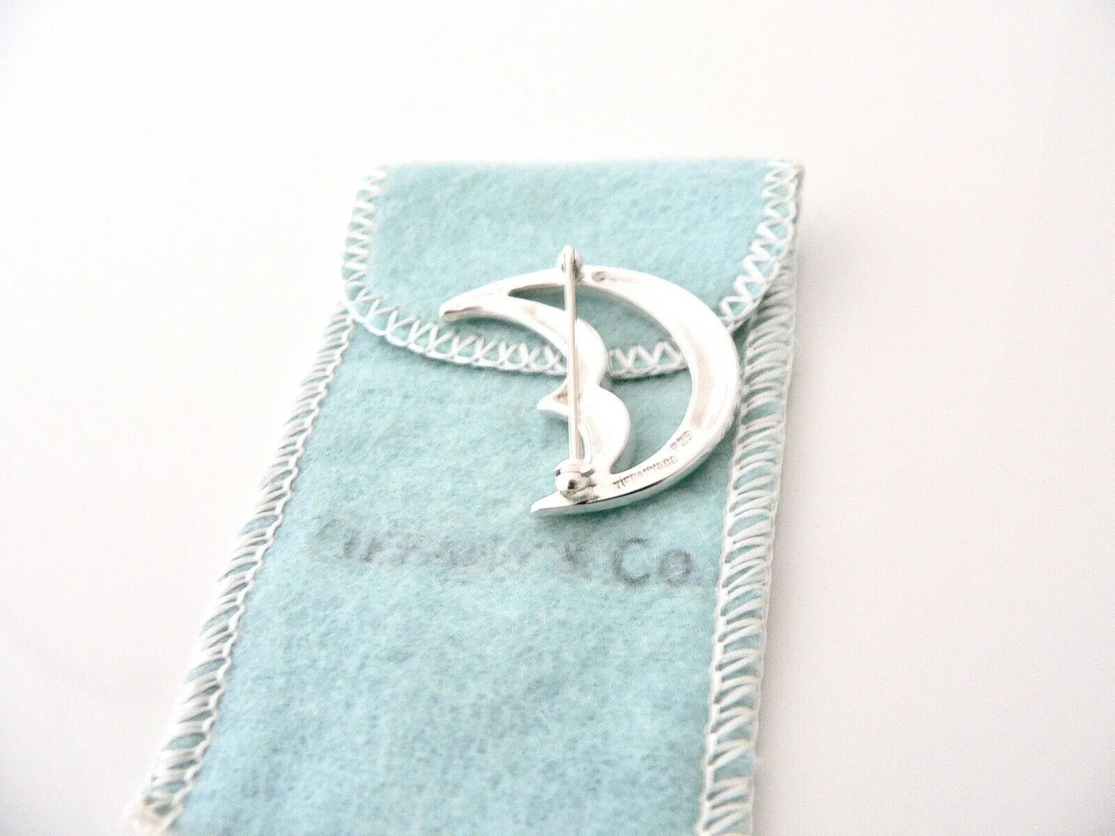 Tiffany & Co Moon Pin Brooch Pouch Rare Classic Cool Paloma Picasso Gift  Love