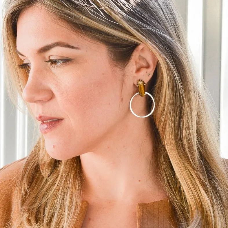 TIGERS EYE DOORKNOCKER EARRINGS