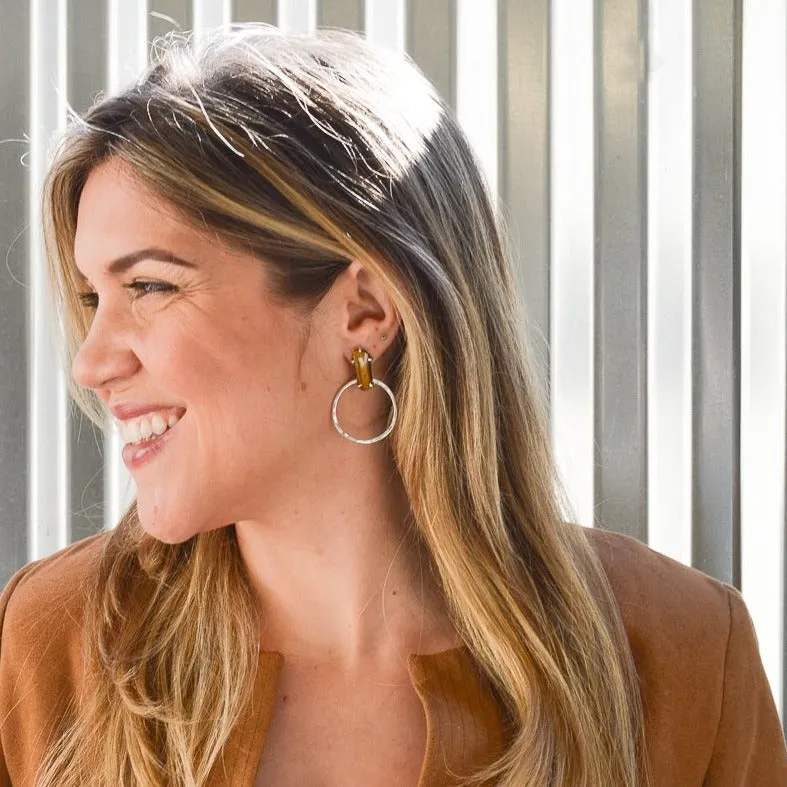TIGERS EYE DOORKNOCKER EARRINGS