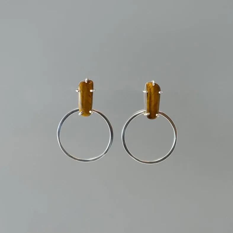 TIGERS EYE DOORKNOCKER EARRINGS