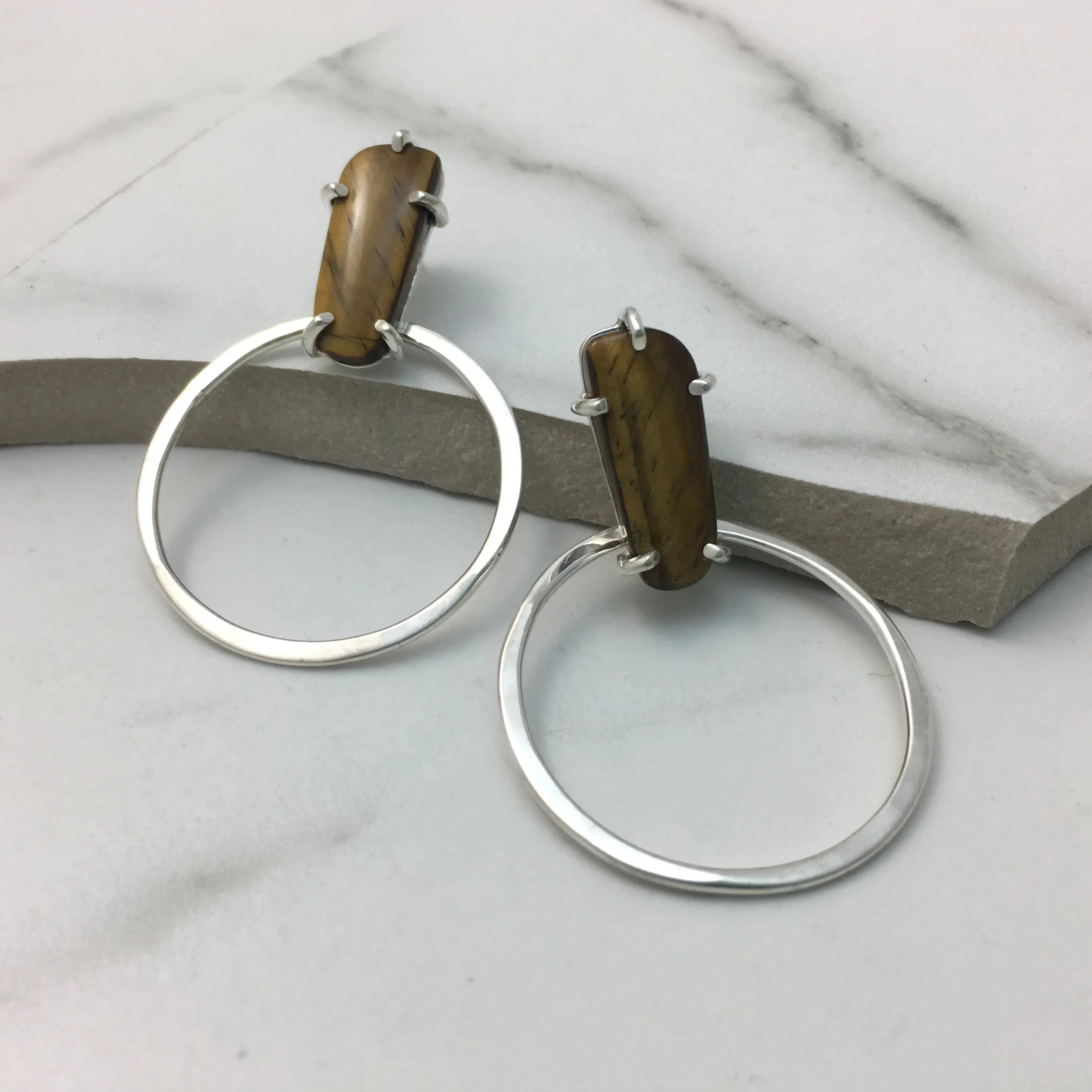 TIGERS EYE DOORKNOCKER EARRINGS