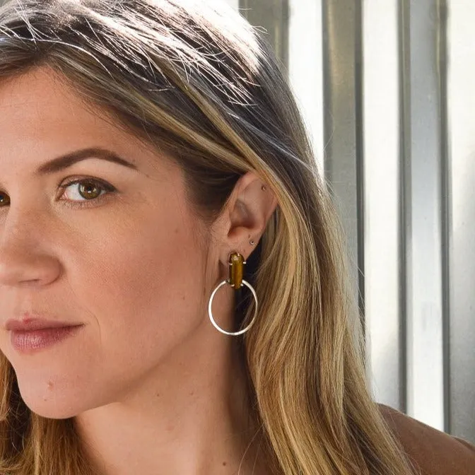 TIGERS EYE DOORKNOCKER EARRINGS