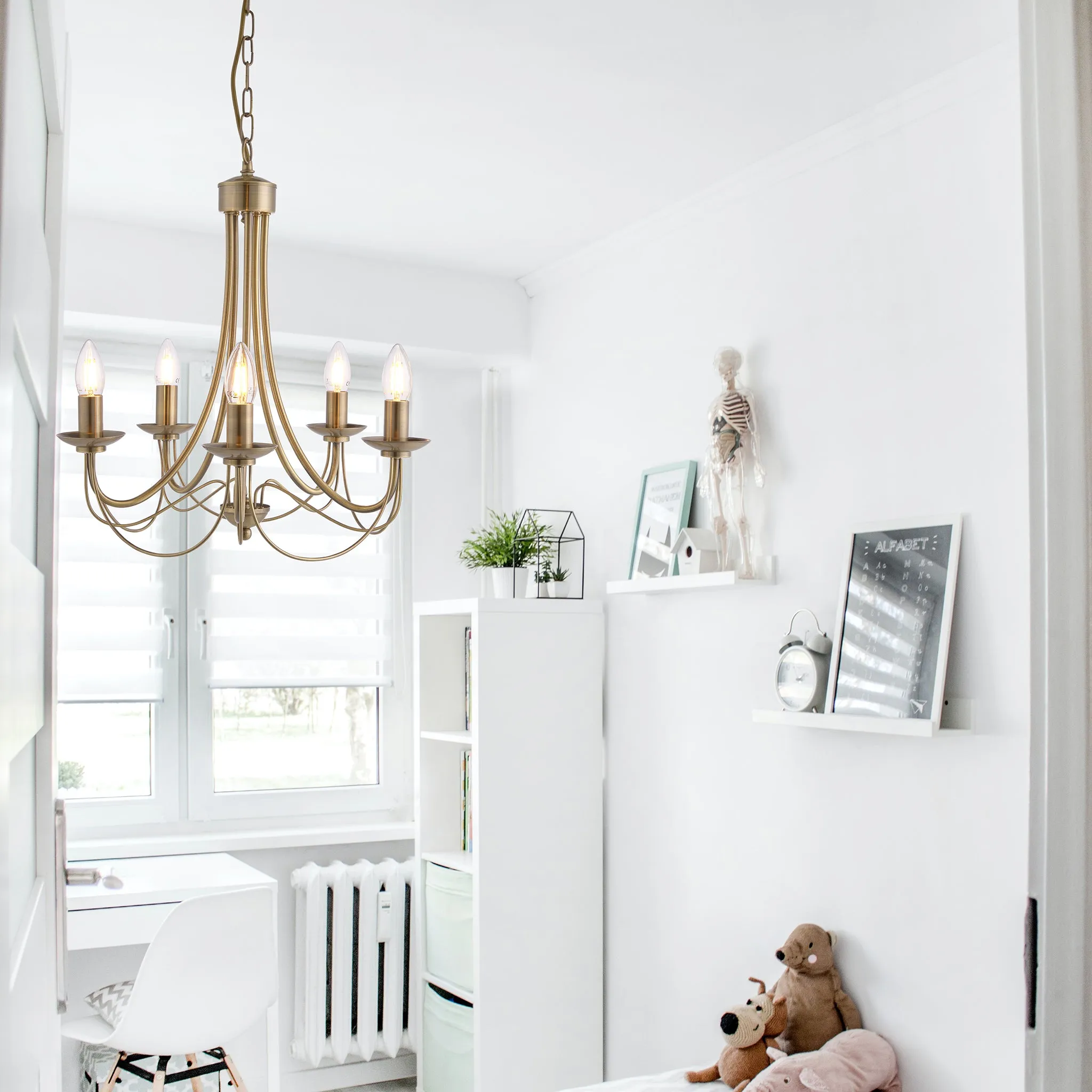 Tilney 5 Light Candle Chandelier Antique Brass