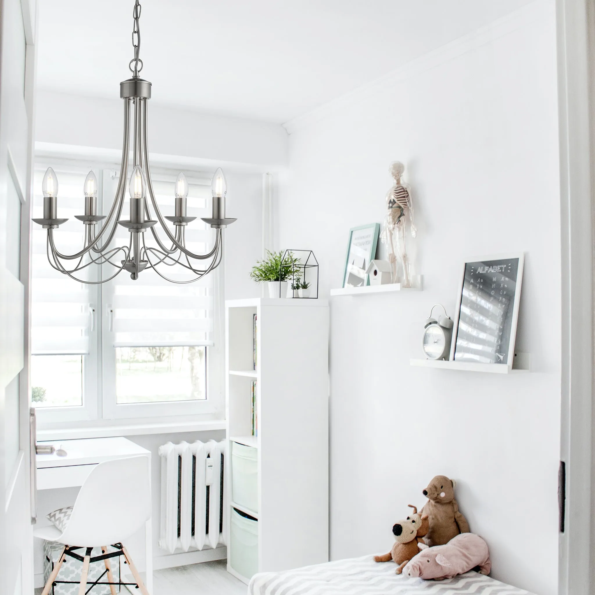 Tilney 5 Light Candle Chandelier Satin Silver