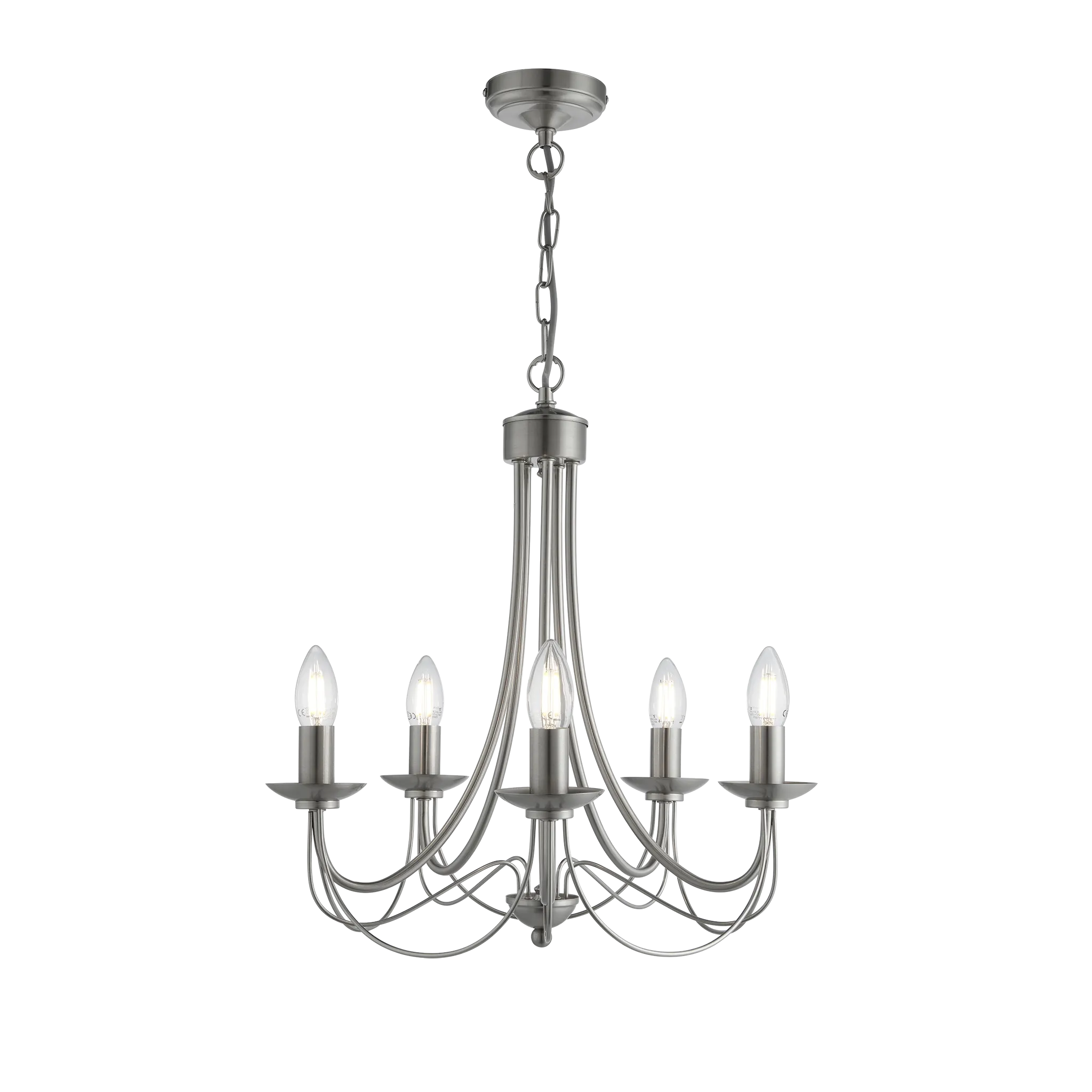 Tilney 5 Light Candle Chandelier Satin Silver
